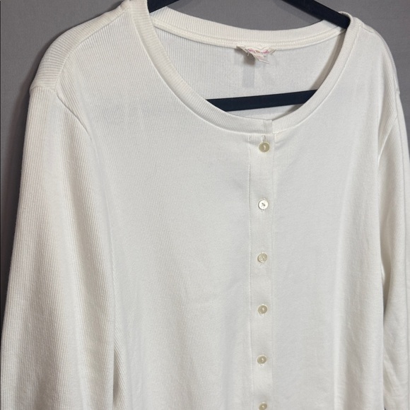 Riley & Rae White Ribbed Cardigan Top XL Button Front Cropped - Picture 4 of 10